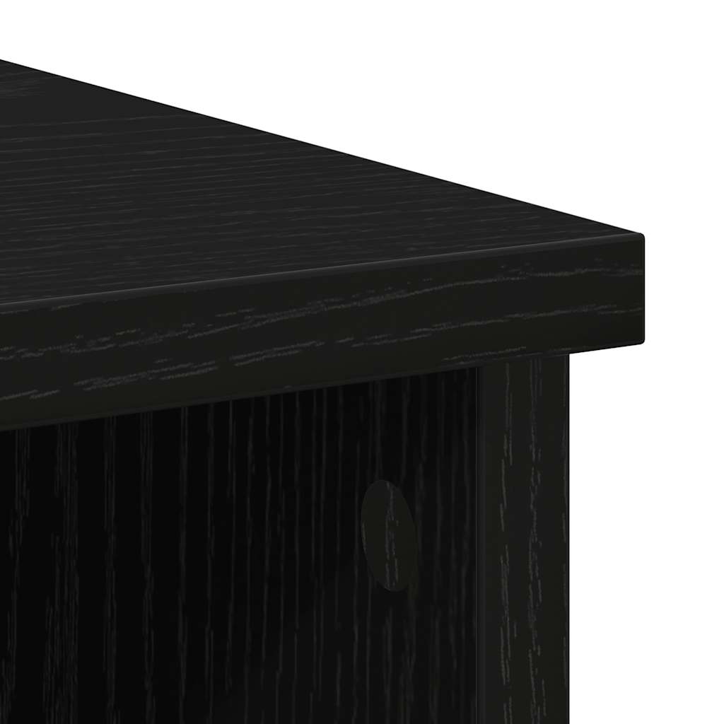 skænk med skuffe 101x35x76 cm konstrueret træ sort egetræ