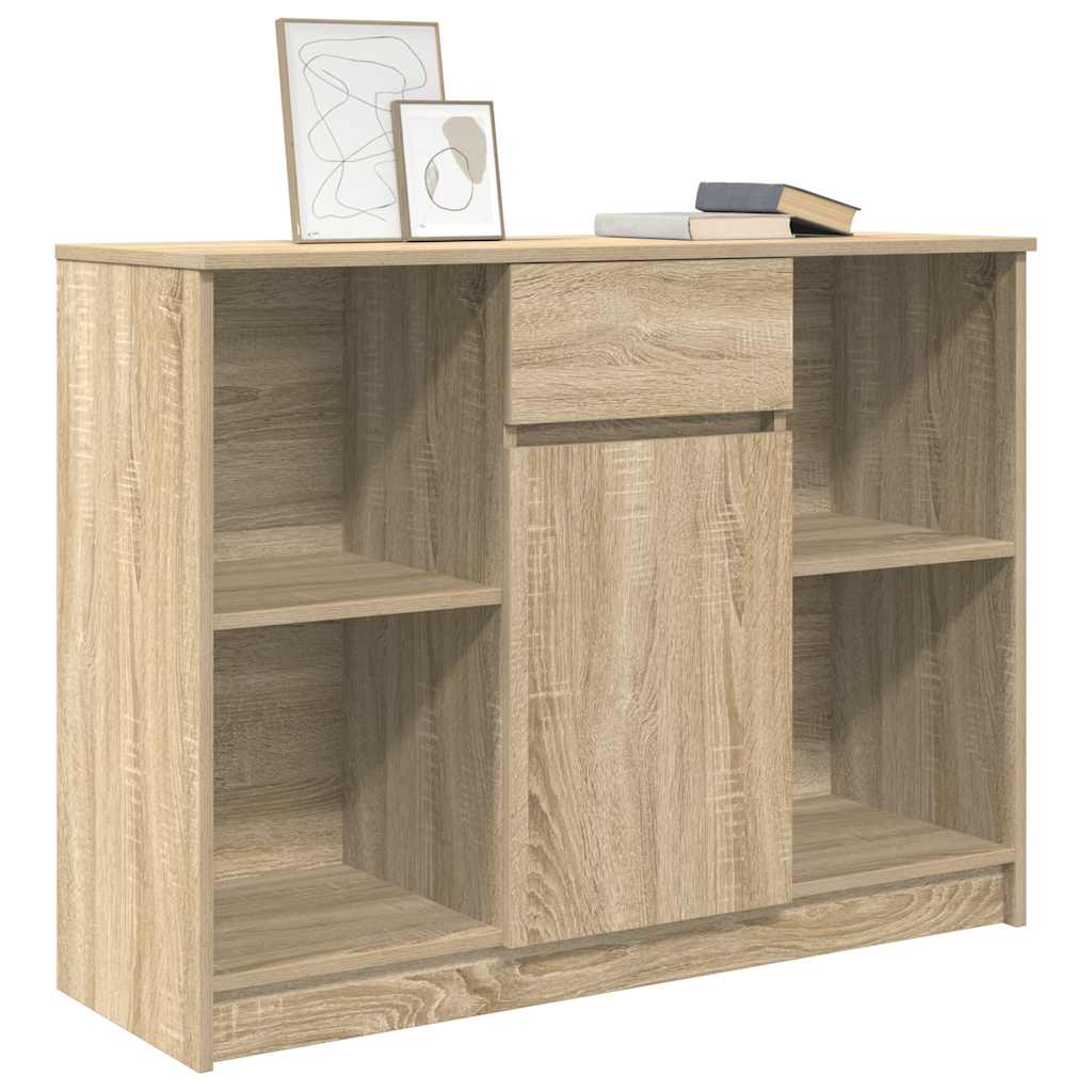 skænk med skuffe 101x35x76 cm konstrueret træ sonoma-eg