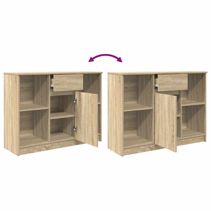 skænk med skuffe 101x35x76 cm konstrueret træ sonoma-eg