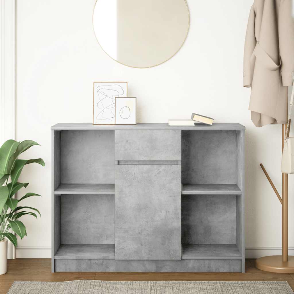 skænk med skuffe 101x35x76 cm konstrueret træ betongrå