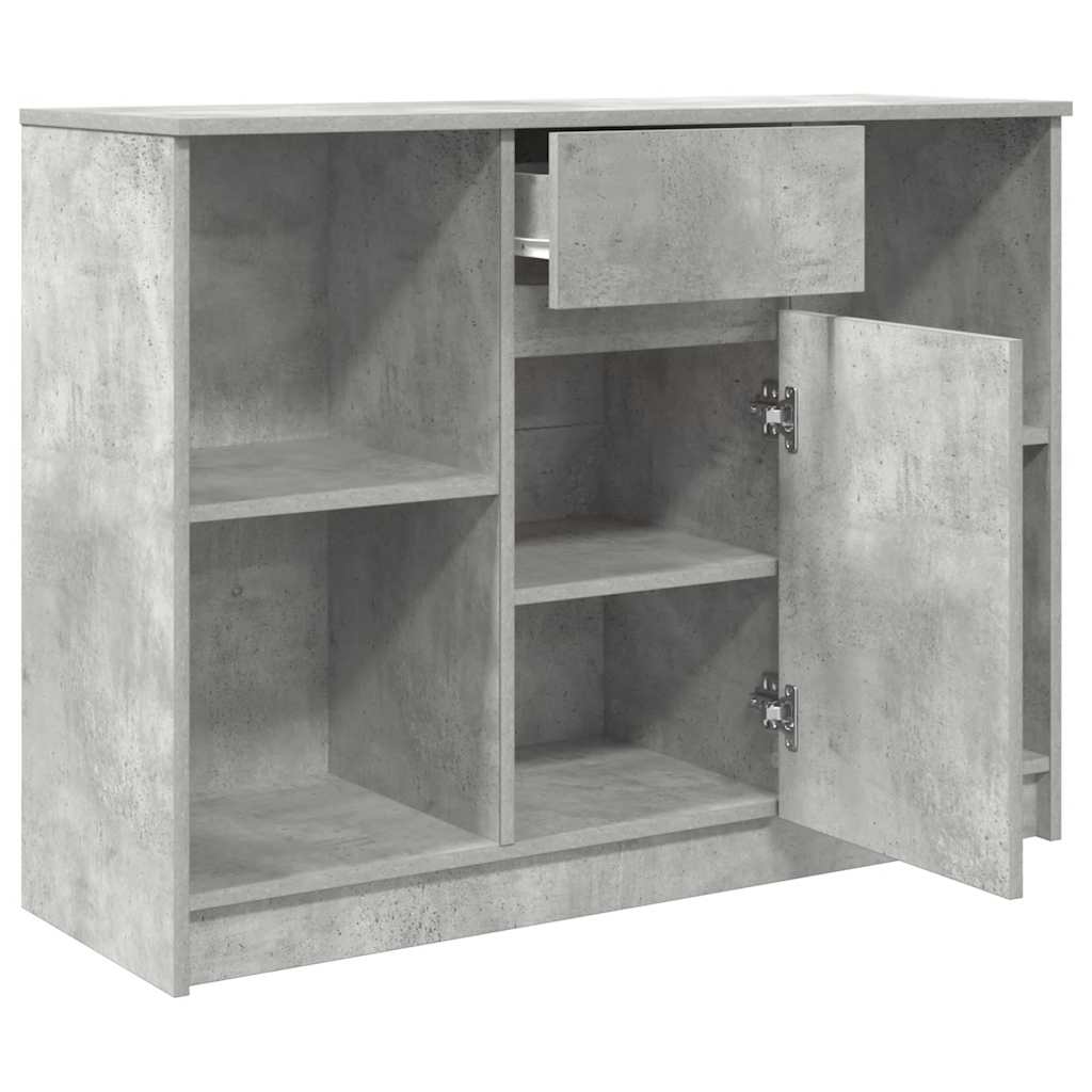 skænk med skuffe 101x35x76 cm konstrueret træ betongrå