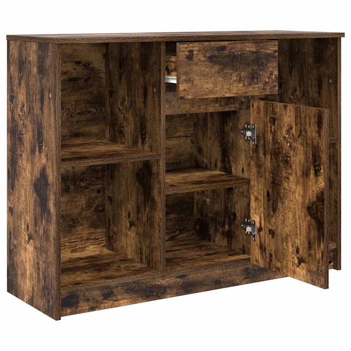 skænk med skuffe 101x35x76 cm konstrueret træ røget egetræ