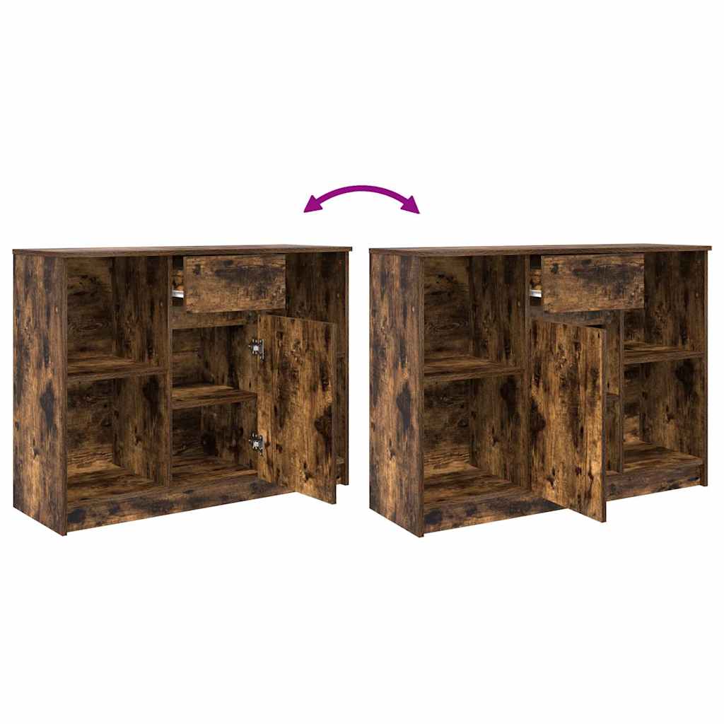 skænk med skuffe 101x35x76 cm konstrueret træ røget egetræ