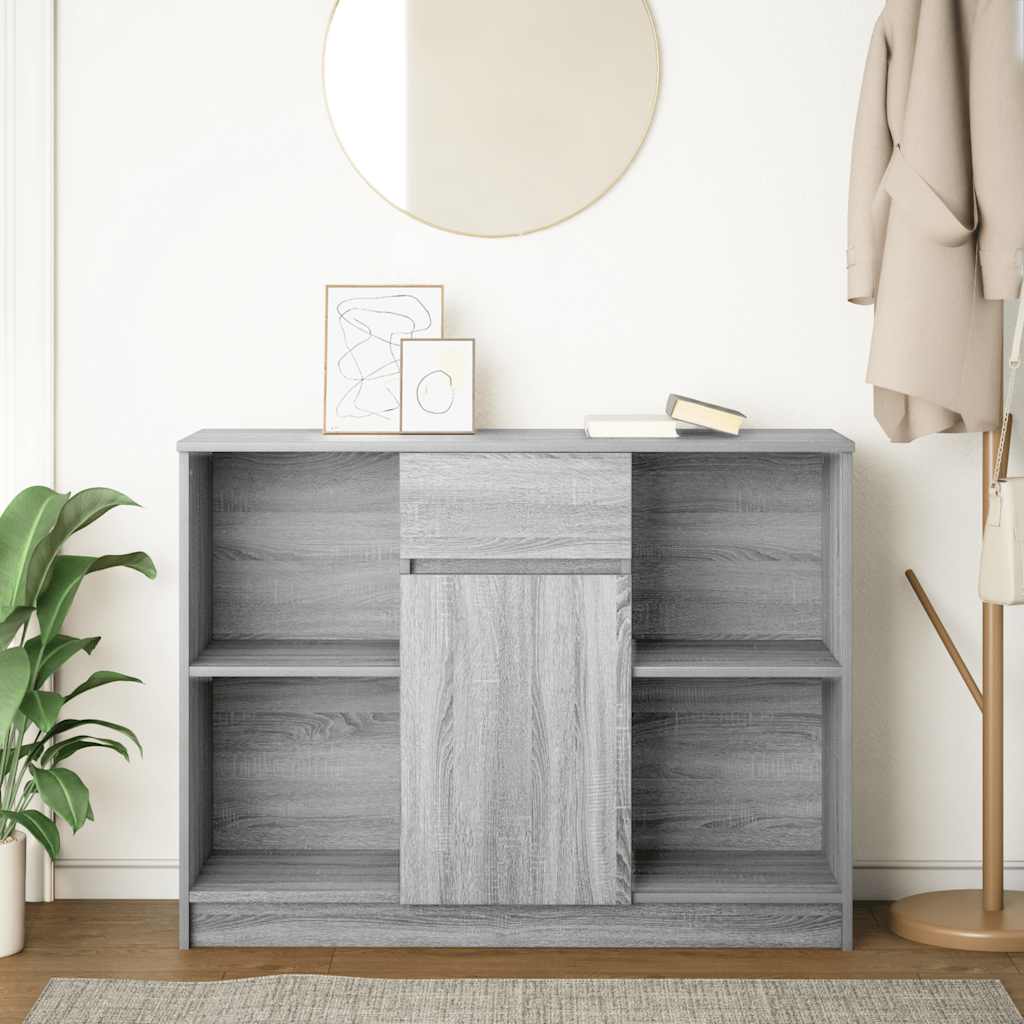 skænk med skuffe 101x35x76 cm konstrueret træ grå sonoma-eg