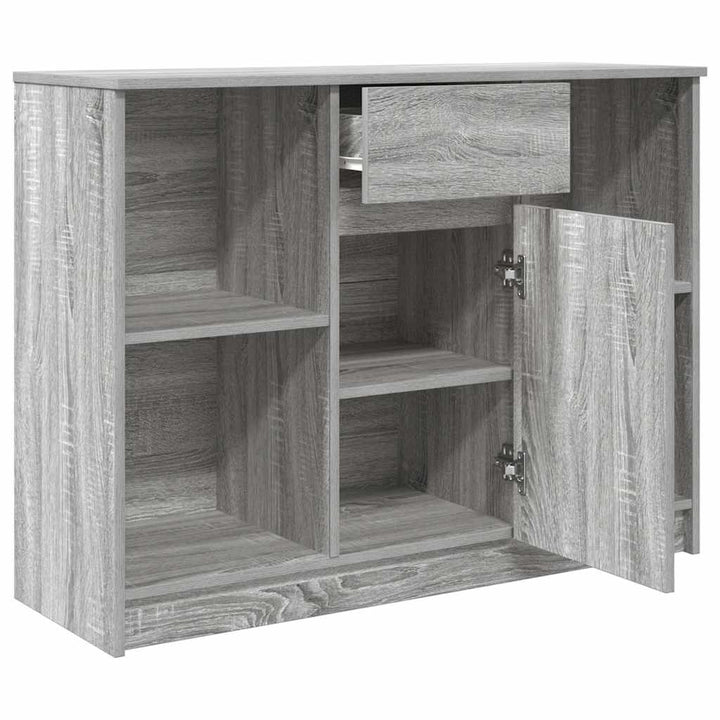 skænk med skuffe 101x35x76 cm konstrueret træ grå sonoma-eg