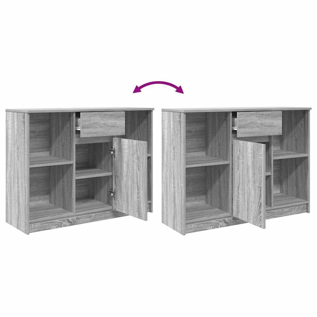 skænk med skuffe 101x35x76 cm konstrueret træ grå sonoma-eg