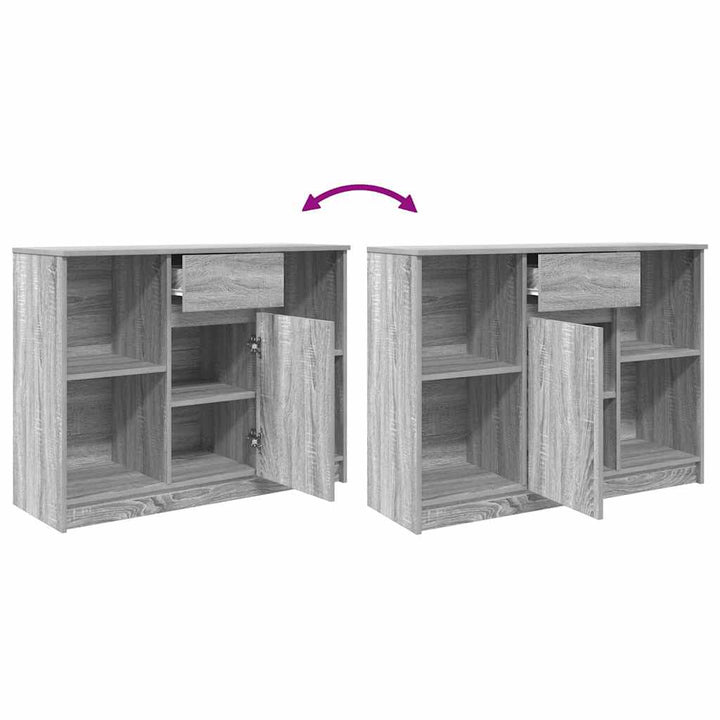 skænk med skuffe 101x35x76 cm konstrueret træ grå sonoma-eg