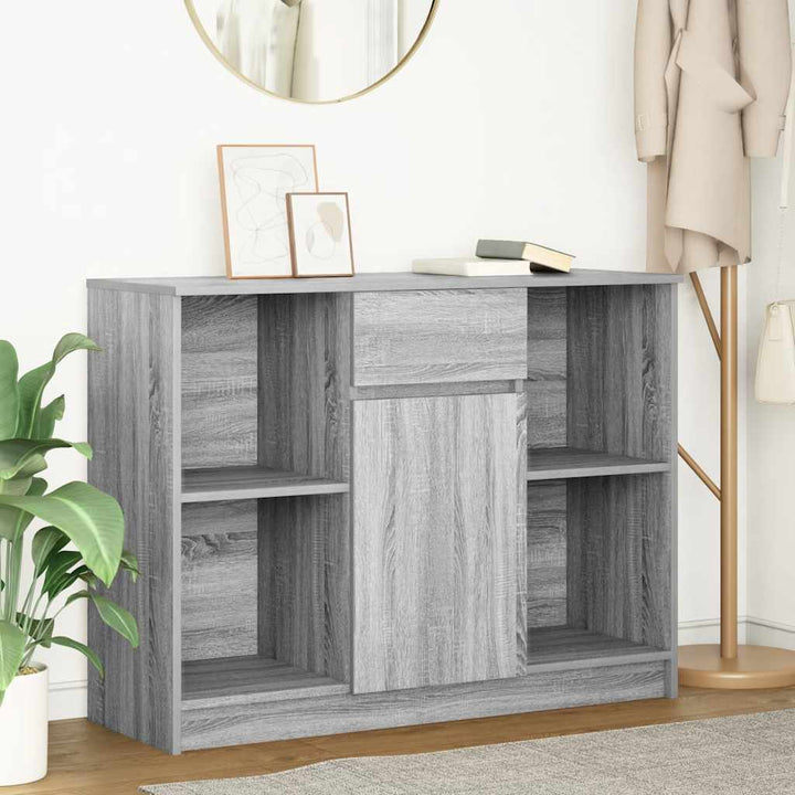 skænk med skuffe 101x35x76 cm konstrueret træ grå sonoma-eg