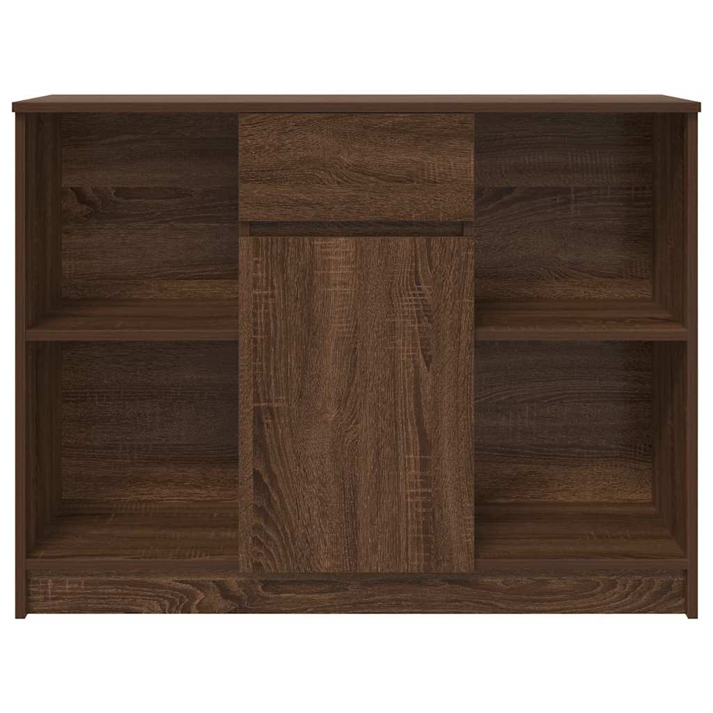 skænk med skuffe 101x35x76 cm konstrueret træ brun egetræ