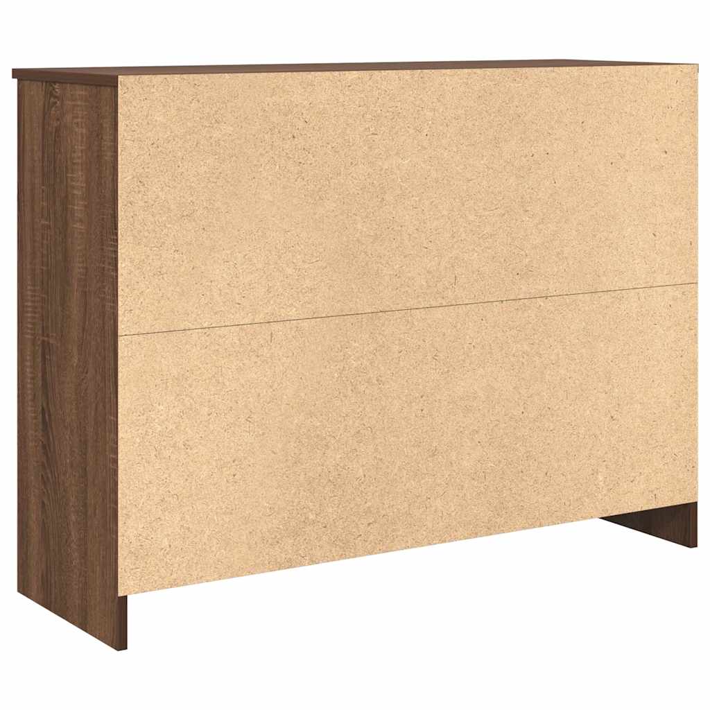 skænk med skuffe 101x35x76 cm konstrueret træ brun egetræ