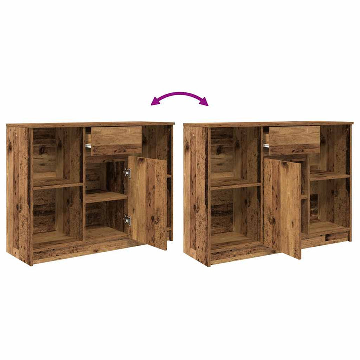 skænk med skuffe 101x35x76 cm konstrueret træ antikt træ