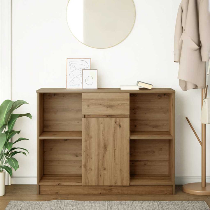 skænk med skuffe 101x35x76 cm konstrueret træ kunsteg