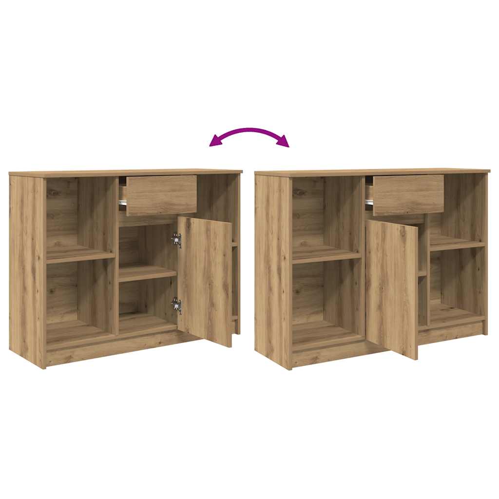 skænk med skuffe 101x35x76 cm konstrueret træ kunsteg