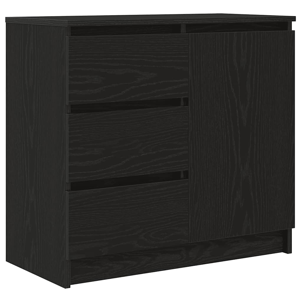 skænk med skuffe 71x35x65 cm konstrueret træ sort egetræ
