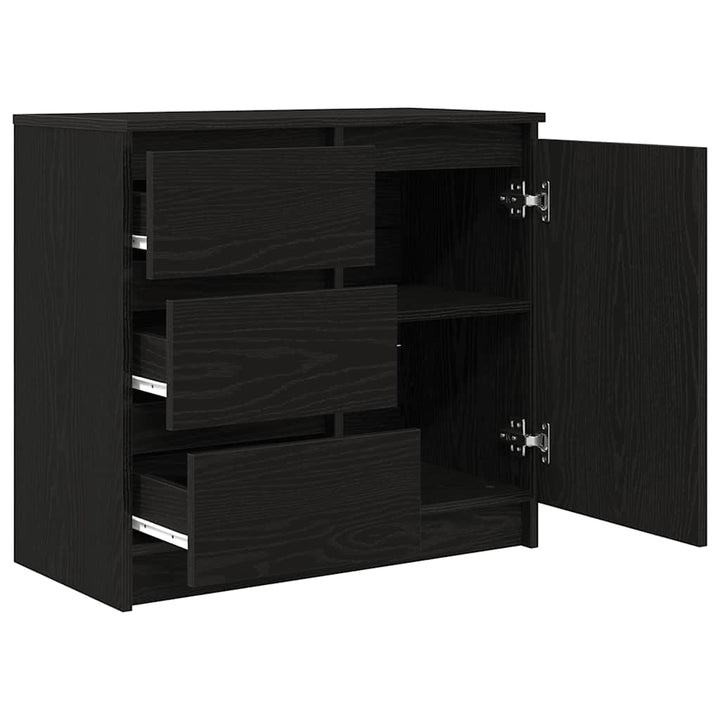 skænk med skuffe 71x35x65 cm konstrueret træ sort egetræ