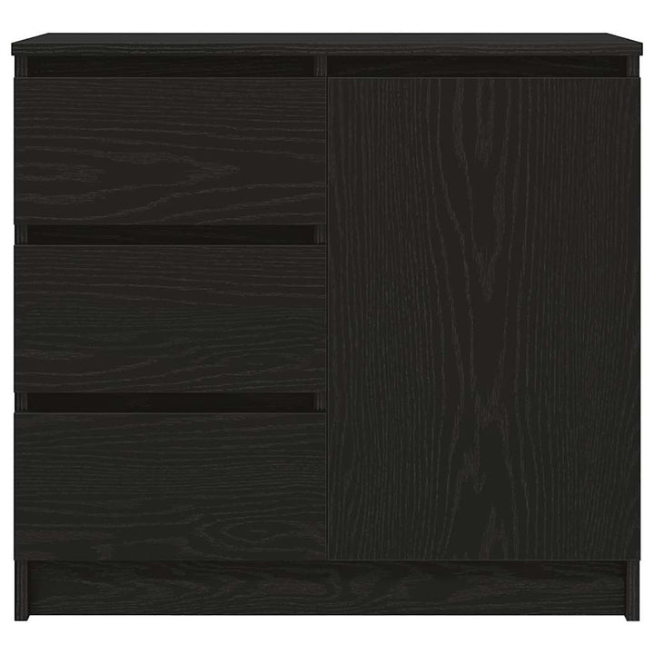 skænk med skuffe 71x35x65 cm konstrueret træ sort egetræ