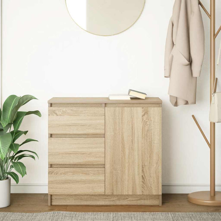 skænk med skuffe 71x35x65 cm konstrueret træ sonoma-eg