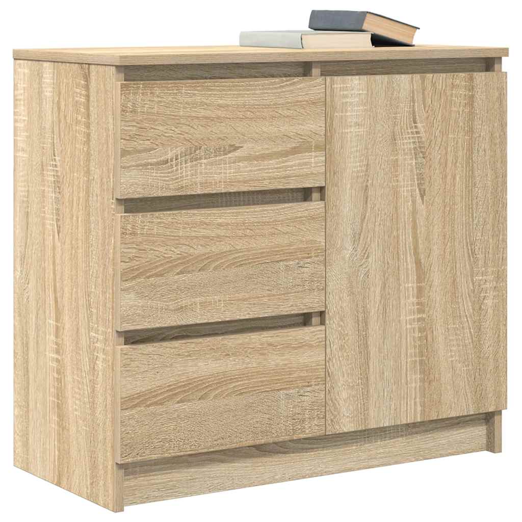 skænk med skuffe 71x35x65 cm konstrueret træ sonoma-eg