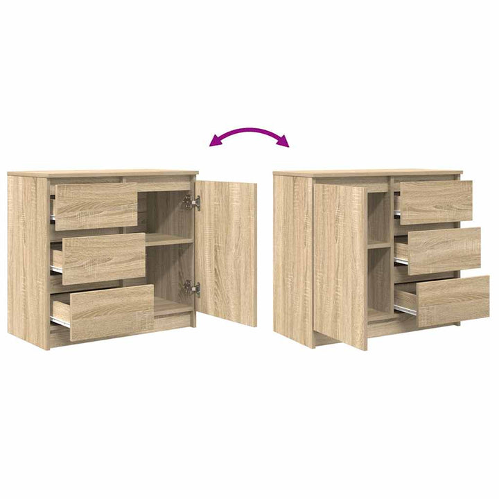 skænk med skuffe 71x35x65 cm konstrueret træ sonoma-eg