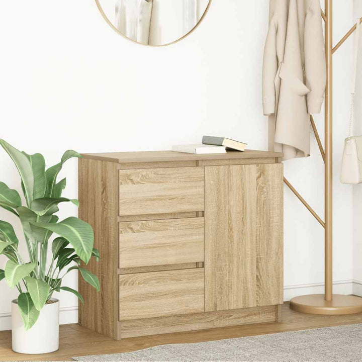 skænk med skuffe 71x35x65 cm konstrueret træ sonoma-eg