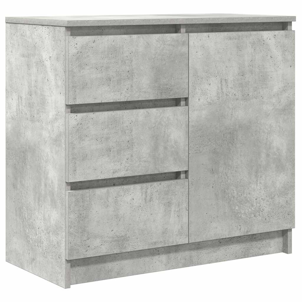 skænk med skuffe 71x35x65 cm konstrueret træ betongrå