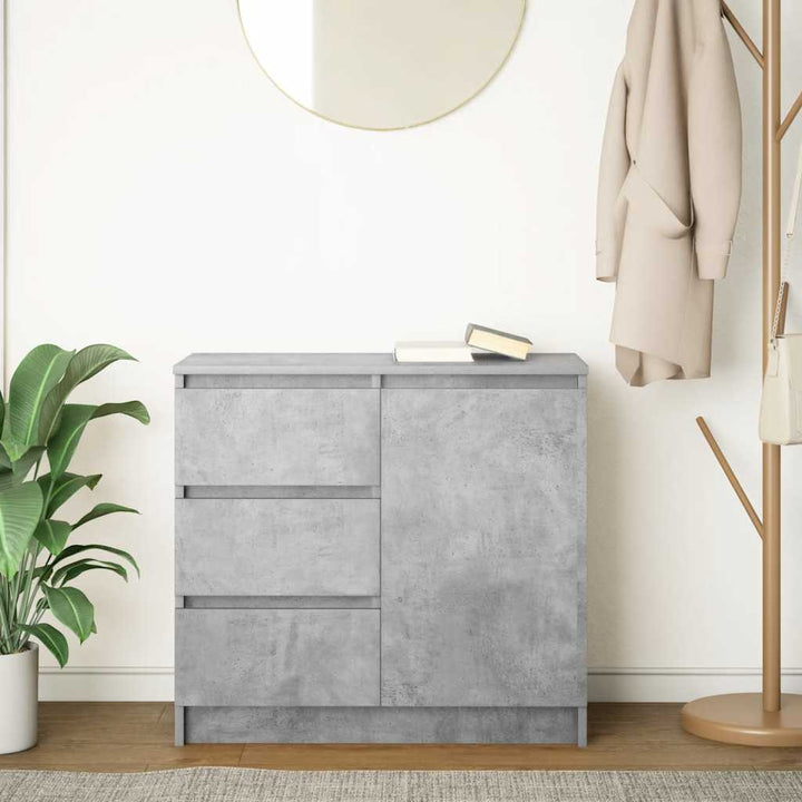 skænk med skuffe 71x35x65 cm konstrueret træ betongrå