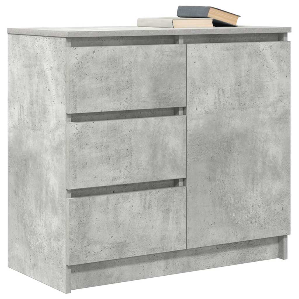 skænk med skuffe 71x35x65 cm konstrueret træ betongrå