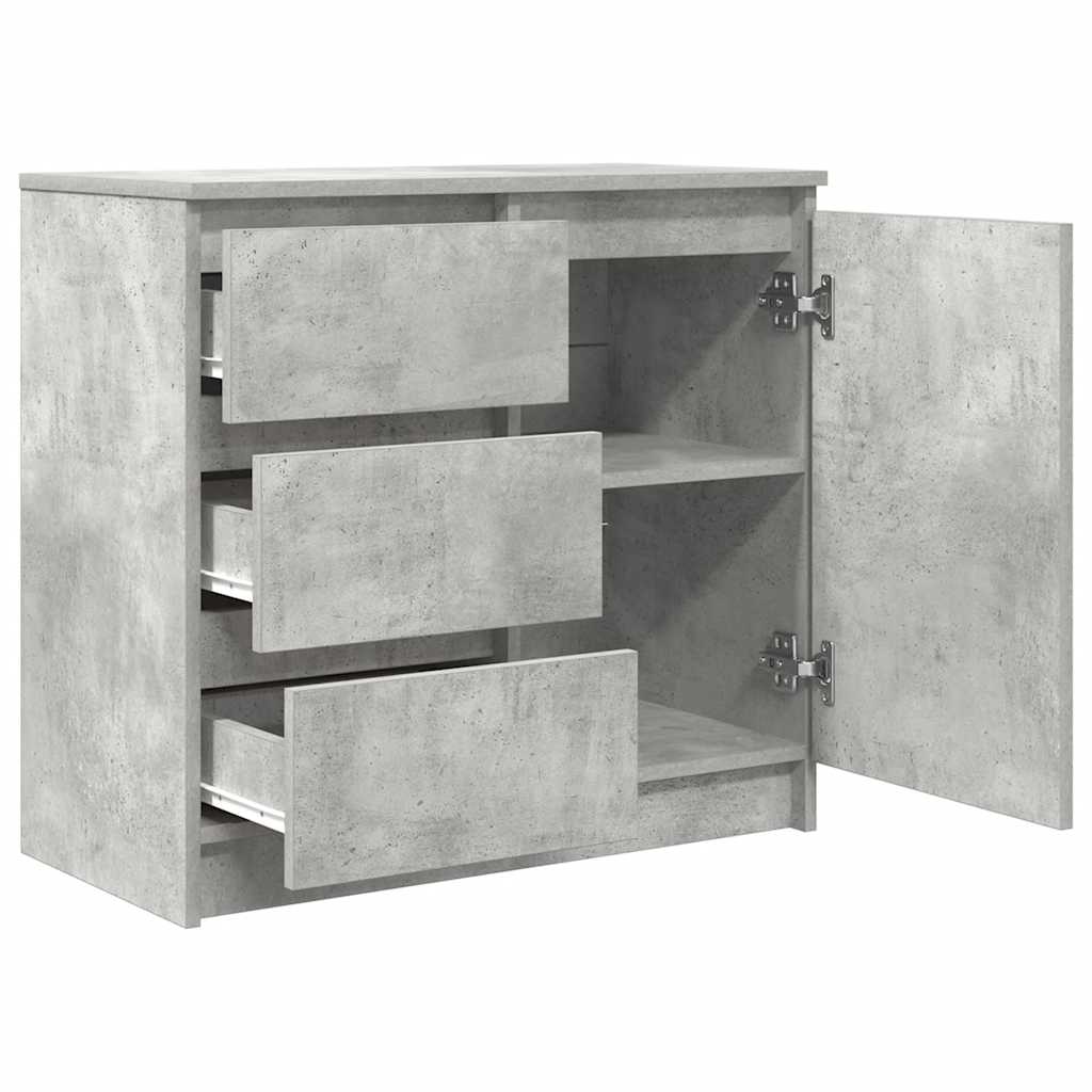 skænk med skuffe 71x35x65 cm konstrueret træ betongrå