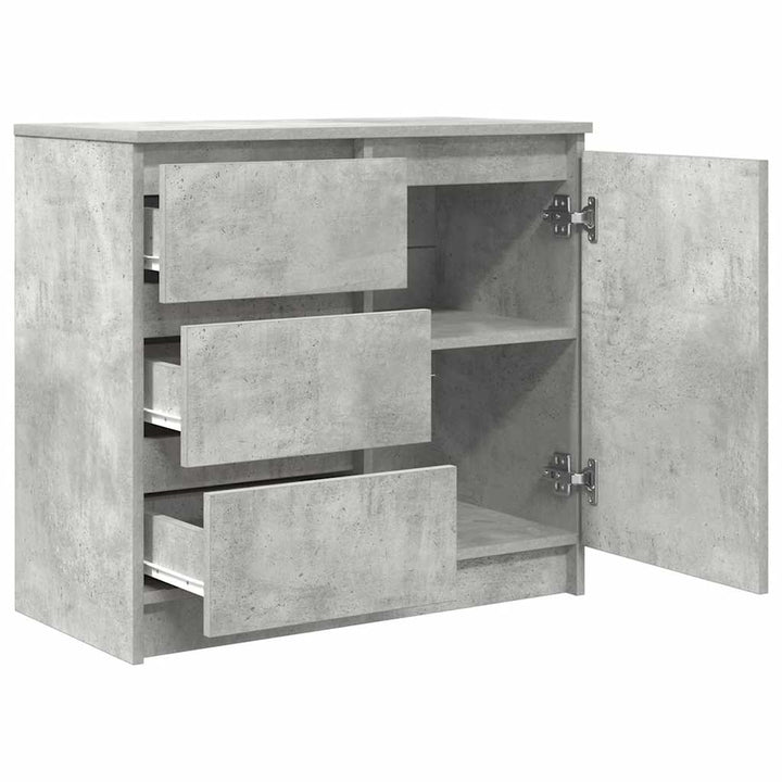 skænk med skuffe 71x35x65 cm konstrueret træ betongrå