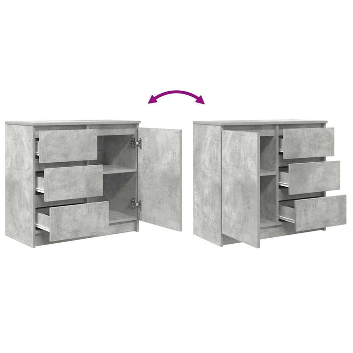 skænk med skuffe 71x35x65 cm konstrueret træ betongrå