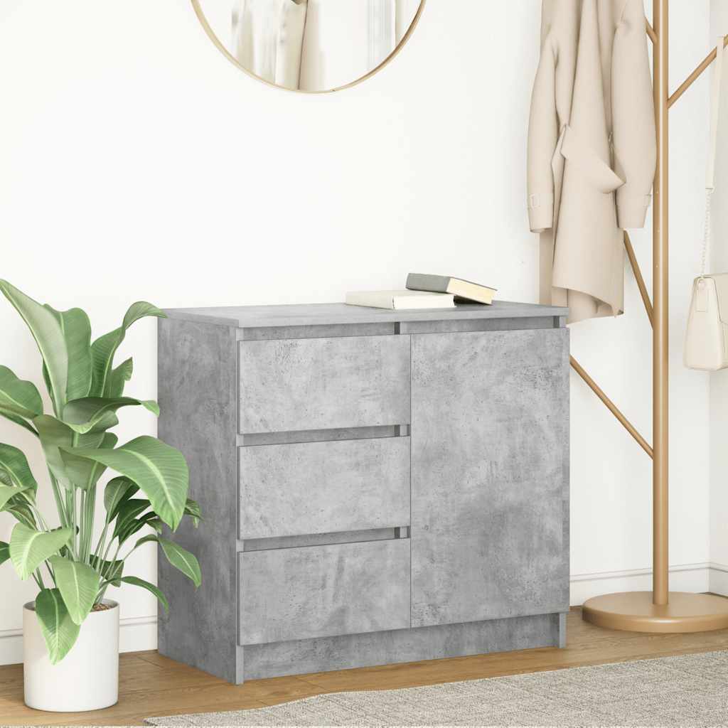 skænk med skuffe 71x35x65 cm konstrueret træ betongrå