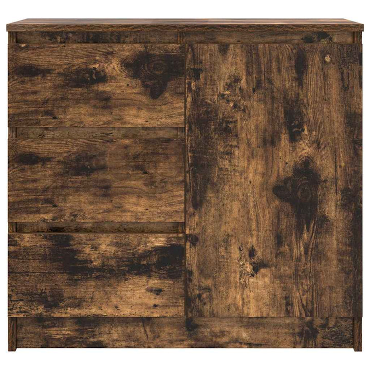 skænk med skuffe 71x35x65 cm konstrueret træ røget egetræ