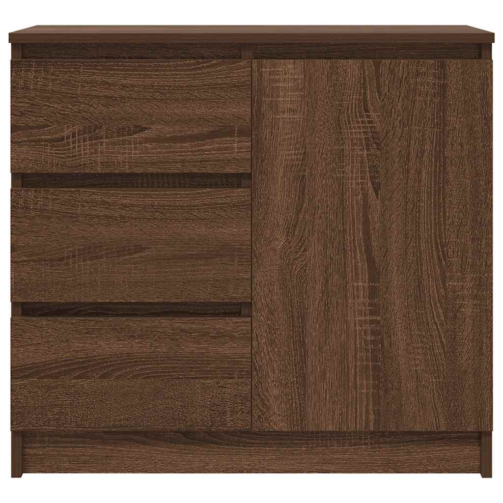 skænk med skuffe 71x35x65 cm konstrueret træ brun egetræ