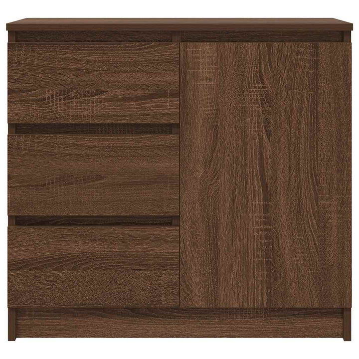 skænk med skuffe 71x35x65 cm konstrueret træ brun egetræ