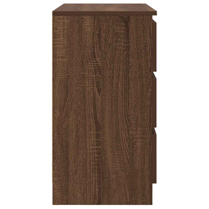 skænk med skuffe 71x35x65 cm konstrueret træ brun egetræ