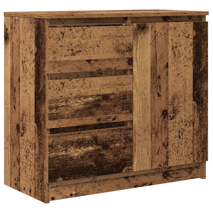 skænk med skuffe 71x35x65 cm konstrueret træ antikt træ
