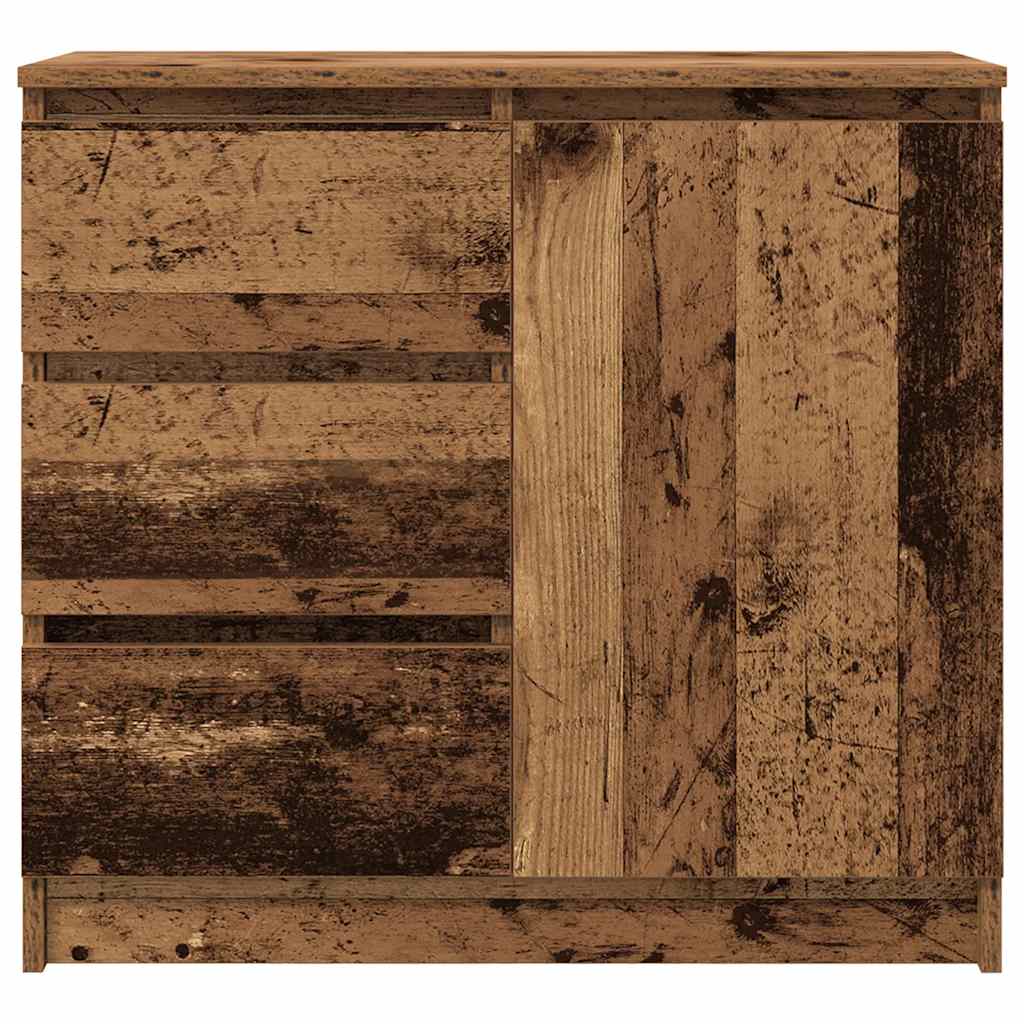 skænk med skuffe 71x35x65 cm konstrueret træ antikt træ