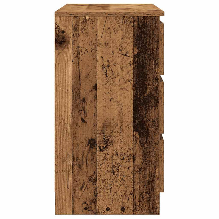 skænk med skuffe 71x35x65 cm konstrueret træ antikt træ