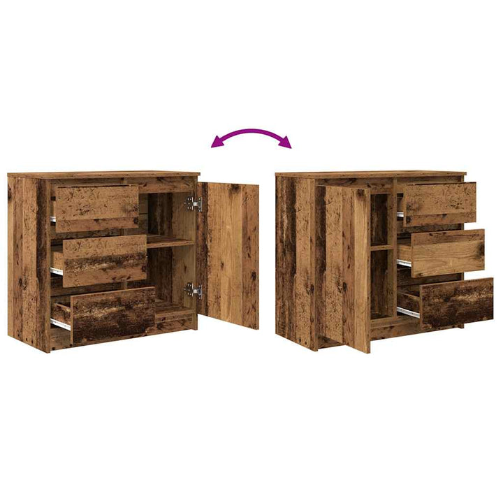 skænk med skuffe 71x35x65 cm konstrueret træ antikt træ