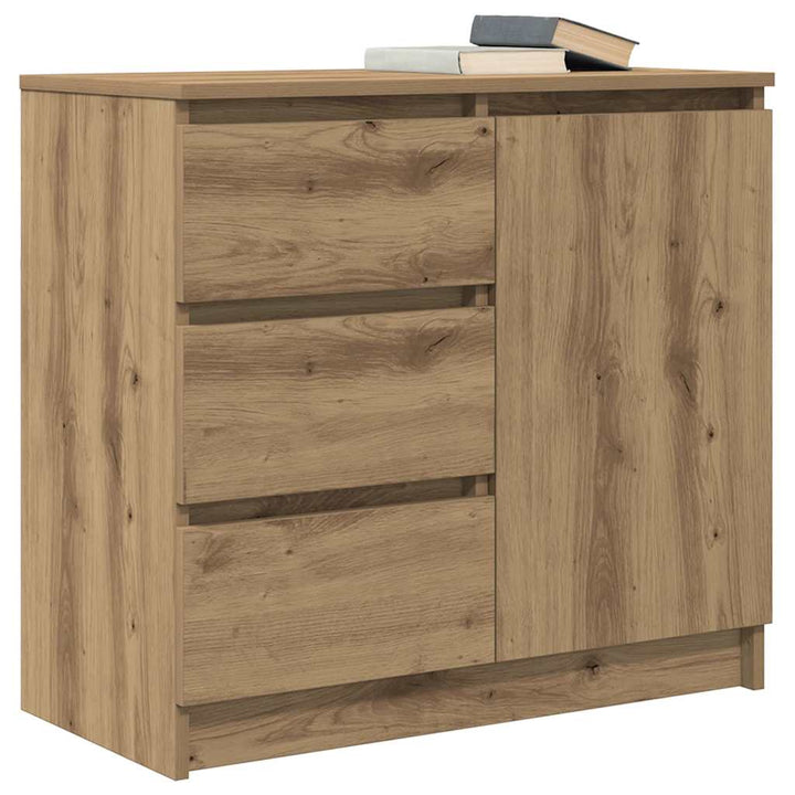 skænk med skuffe 71x35x65 cm konstrueret træ kunsteg