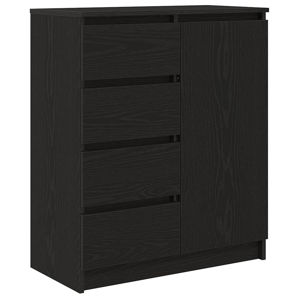 skænk med skuffer 71x35x84 cm konstrueret træ sort egetræ