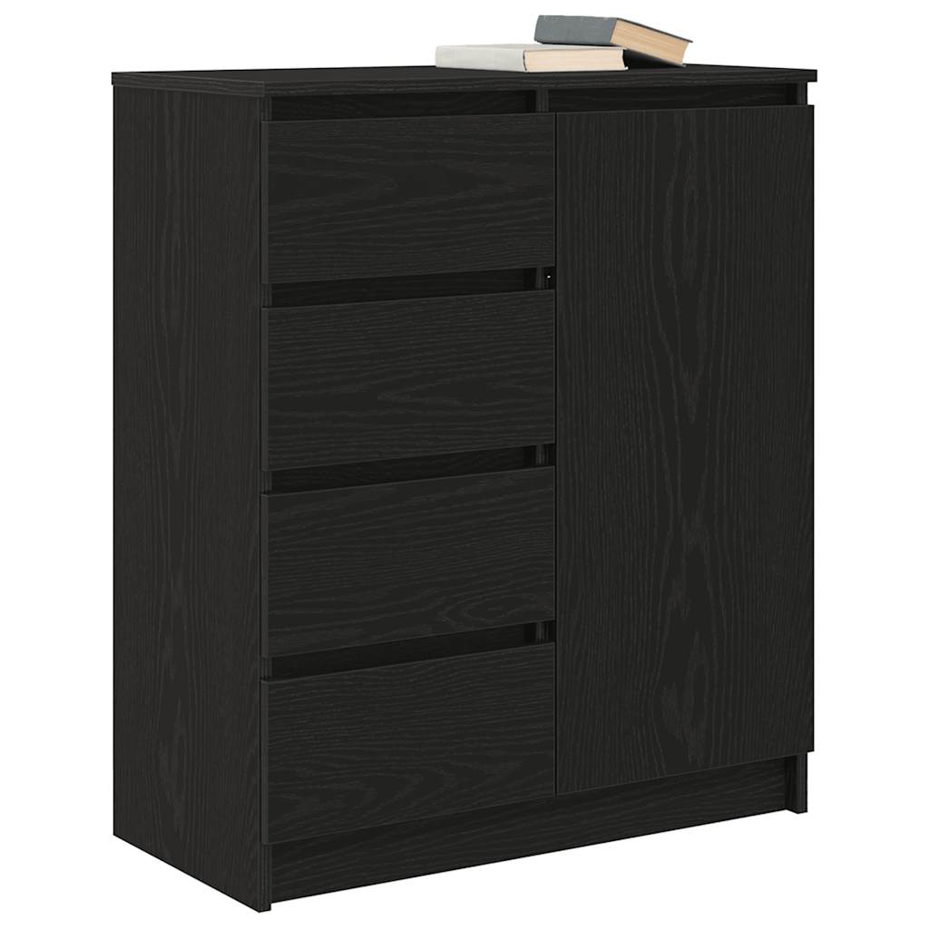 skænk med skuffer 71x35x84 cm konstrueret træ sort egetræ