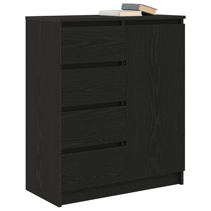 skænk med skuffer 71x35x84 cm konstrueret træ sort egetræ