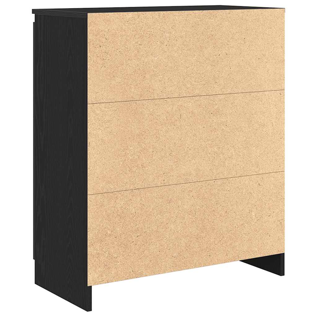 skænk med skuffer 71x35x84 cm konstrueret træ sort egetræ