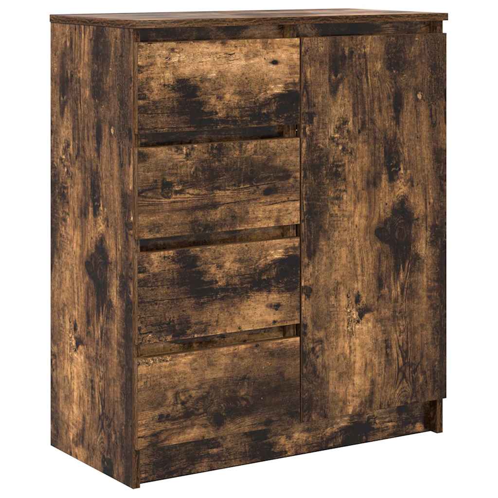 skænk med skuffer 71x35x84 cm konstrueret træ røget egetræ