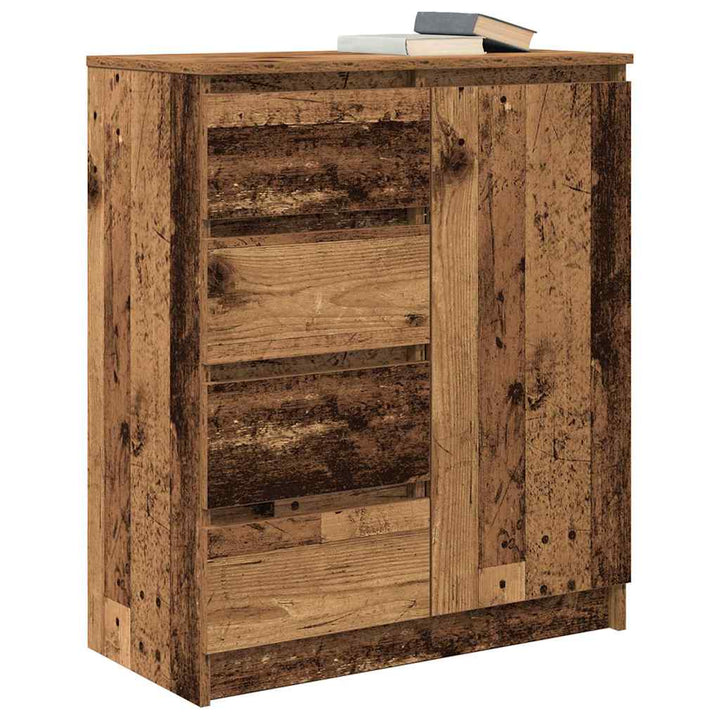 skænk med skuffer 71x35x84 cm konstrueret træ antikt træ