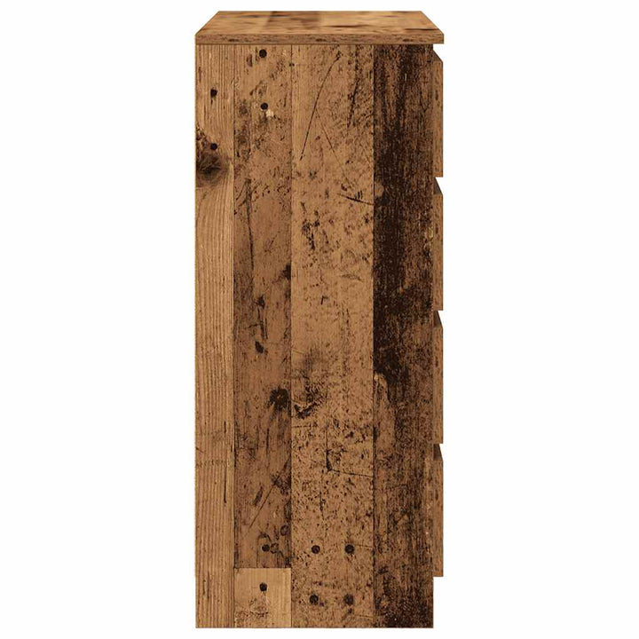 skænk med skuffer 71x35x84 cm konstrueret træ antikt træ