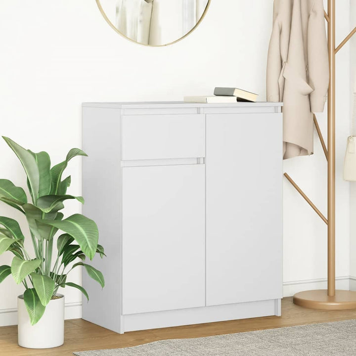 skænk med skuffe 71x35x84 cm konstrueret træ hvid