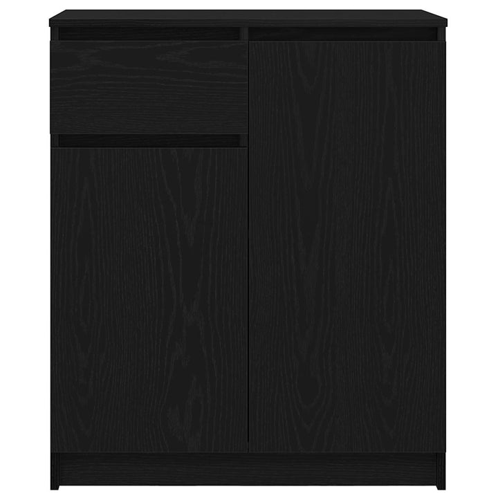 skænk med skuffe 71x35x84 cm konstrueret træ sort egetræ