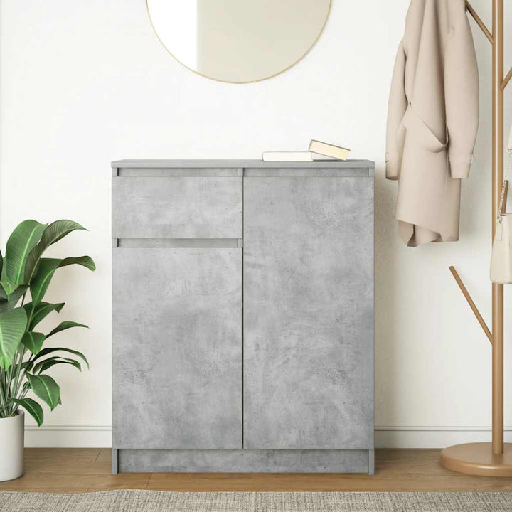 skænk med skuffe 71x35x84 cm konstrueret træ betongrå